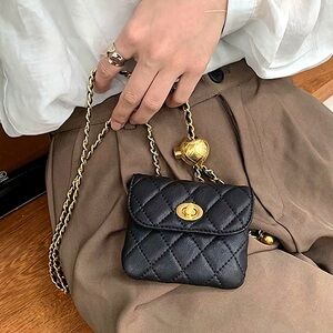 Quilted Mini Crossbody Bag with Gold Chain